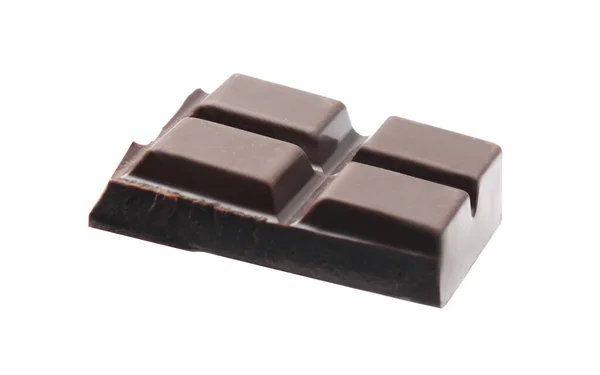 Pièce Délicieux Chocolat Noir Isolé Sur Blanc — Photo