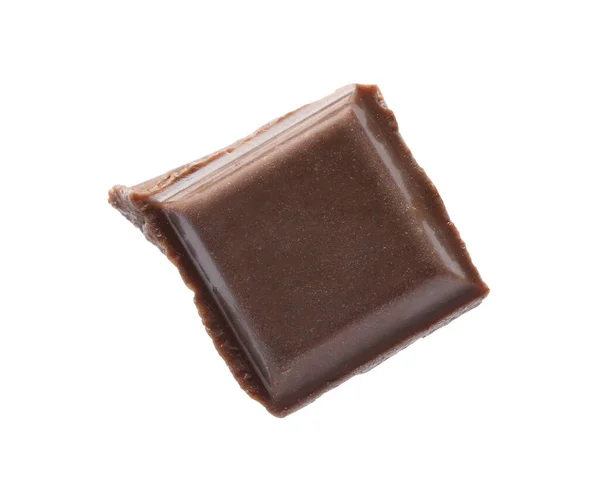 Pedazo Delicioso Chocolate Con Leche Aislado Blanco — Foto de Stock