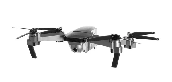 Drone Moderne Avec Caméra Isolée Sur Blanc — Photo