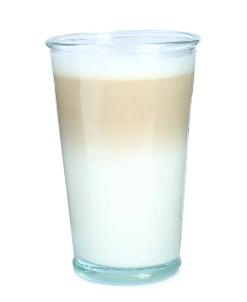 Bicchiere Delizioso Macchiato Macchiato Isolato Bianco — Foto Stock