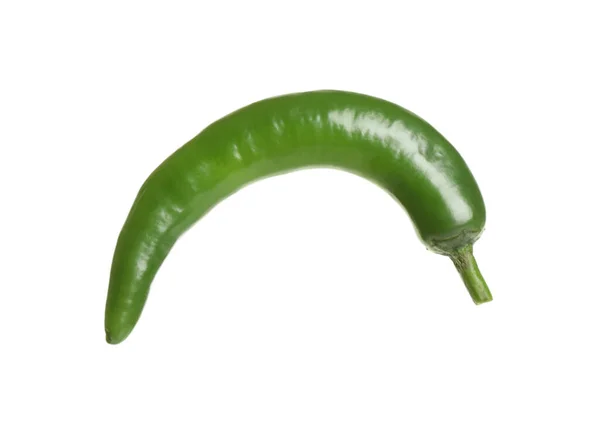 Grön Varm Chili Peppar Isolerad Vitt — Stockfoto