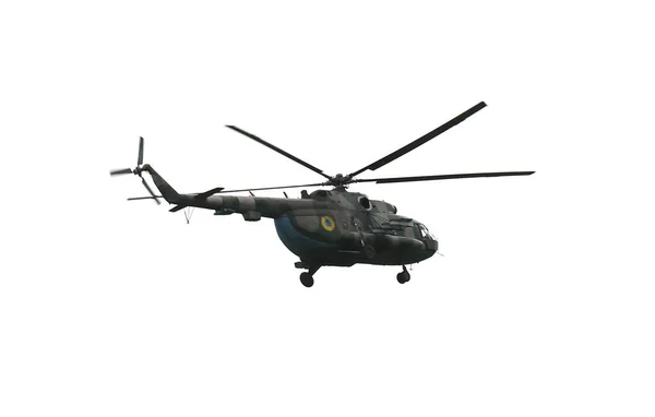 Legerhelikopter Geïsoleerd Wit Militaire Machines — Stockfoto