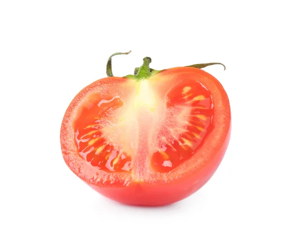 Half Tasty Raw Tomato Isolated White — Stock Photo, Image