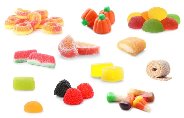 Set Different Jelly Candies White Background — Stock Photo, Image