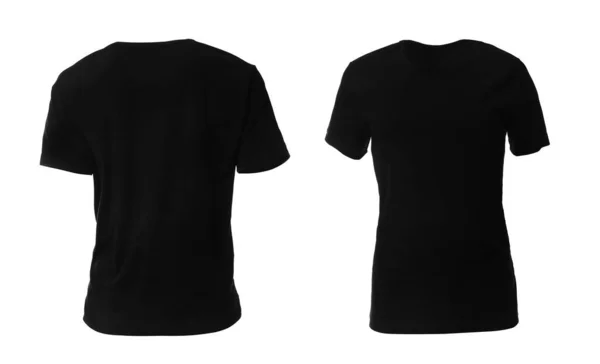 Schwarze Shirts Auf Weißem Hintergrund Raum Für Design — Stockfoto