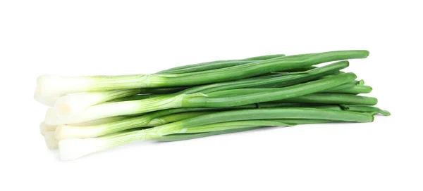 Cebolletas Verdes Frescas Aisladas Blanco —  Fotos de Stock