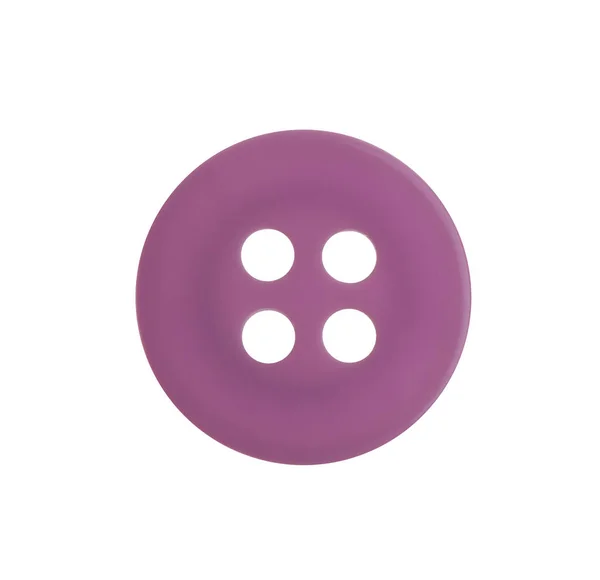 Фіолетова Пластикова Швейна Кнопка Ізольована Білому — стокове фото