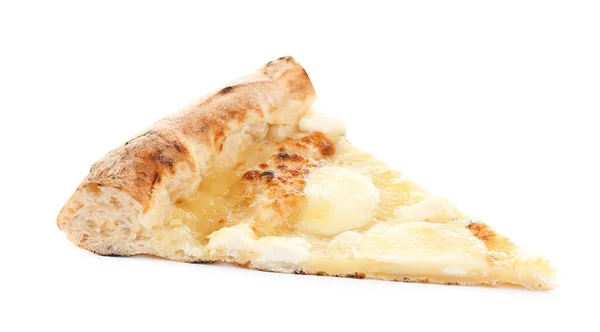 Tranche Pizza Fromage Savoureux Isolé Sur Blanc — Photo