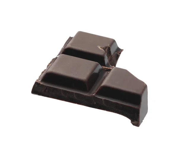 Pezzo Delizioso Cioccolato Fondente Isolato Bianco — Foto Stock