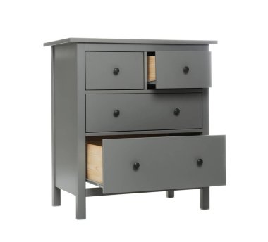 Gri çekmeceler beyaz üzerine izole edilmiş