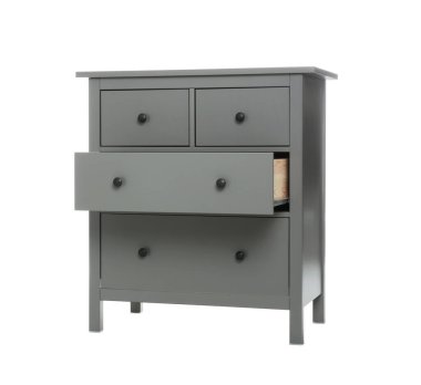 Gri çekmeceler beyaz üzerine izole edilmiş