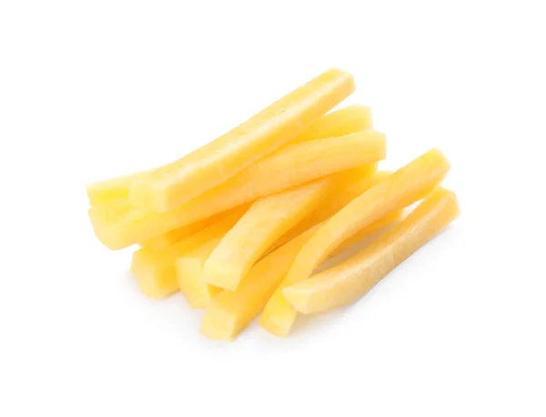 Raw Yellow Carrot Sticks Isolated White — Stock Photo, Image