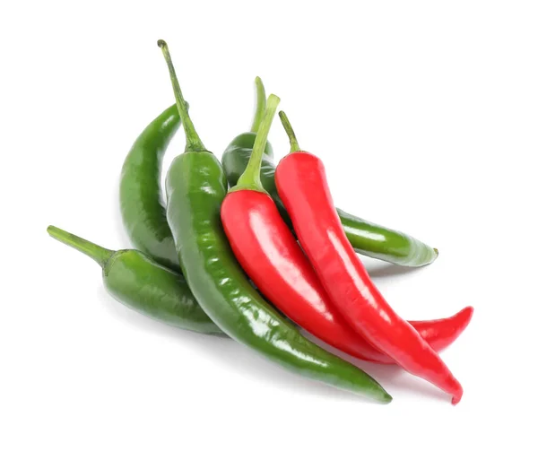 Érett Forró Chili Paprika Fehér Háttér — Stock Fotó