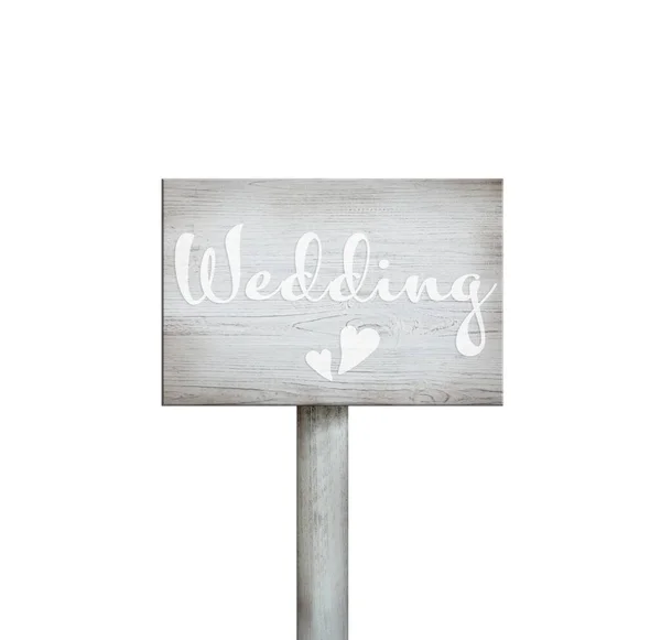 Placa Madeira Com Inscrição Casamento Isolado Branco — Fotografia de Stock