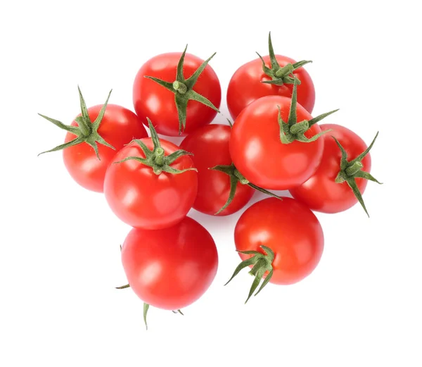 Tomates Frescos Saborosos Isolados Branco Vista Superior — Fotografia de Stock