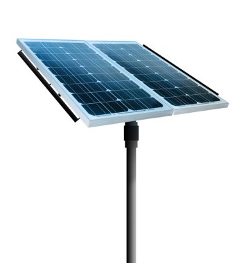 Modern güneş paneli beyaza izole edilmiş. Alternatif enerji kaynağı