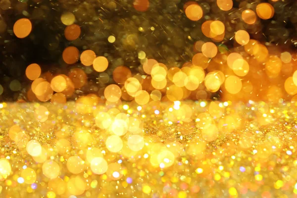 Luxe Gouden Glitters Donkere Achtergrond Bokeh Effect — Stockfoto