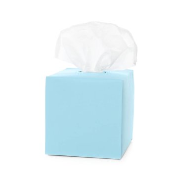 Kağıt mendilli kutu beyaza izole edilmiş.