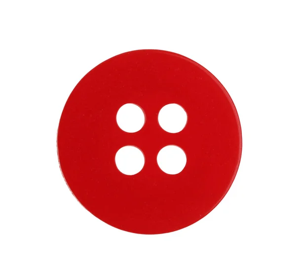 Botão Costura Plástico Vermelho Isolado Branco — Fotografia de Stock