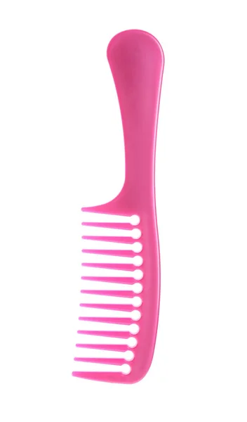 白で隔離された新しいピンクの髪の櫛トップビュー — ストック写真