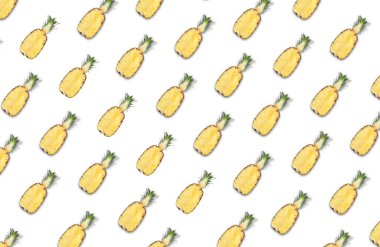Beyaz arkaplanda ananas desenleri