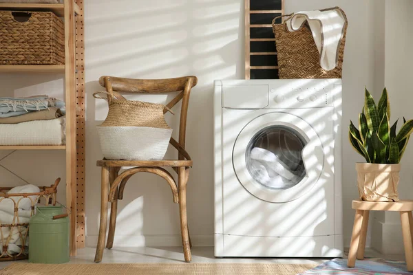 Moderne Wasmachine Wasruimte Interieur — Stockfoto