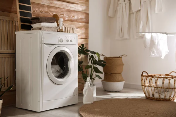 Stylish Room Interior Washing Machine Design Idea — Stock Photo, Image