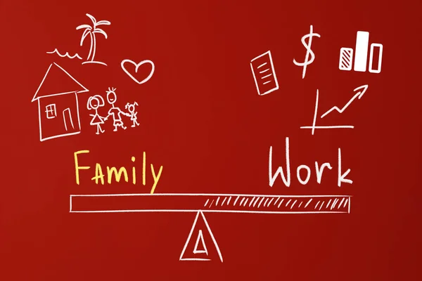 Ισορροπία Εικονογράφηση Που Αντιπροσωπεύει Την Επιλογή Μεταξύ Οικογένειας Και Εργασίας — Φωτογραφία Αρχείου