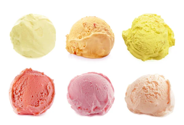 设置与不同的冰淇淋勺白色背景 — 图库照片