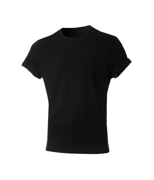 Zwart Heren Shirt Geïsoleerd Wit Ruimte Voor Ontwerp — Stockfoto