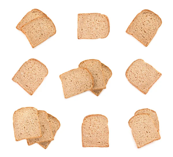 Set Sliced Bread White Background Top View — Stock Photo, Image