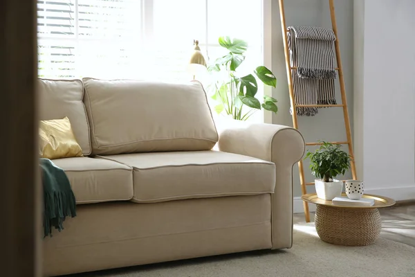 Stilig Beige Sofa Moderne Stue – stockfoto