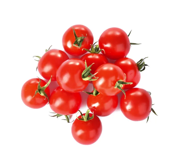 Tomates Frescos Saborosos Isolados Branco Vista Superior — Fotografia de Stock
