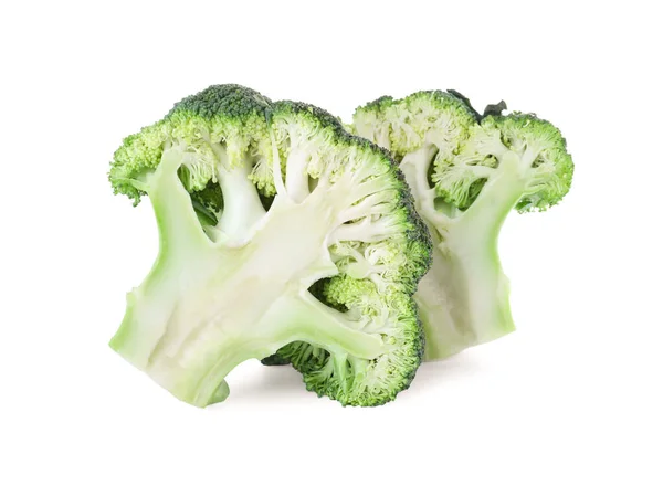 Świeże Zielone Brokuły Wyizolowane Białym Żywność Ekologiczna — Zdjęcie stockowe