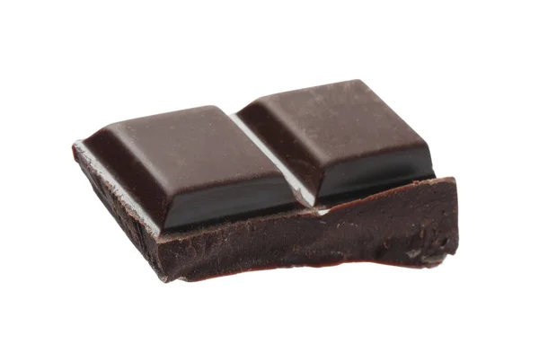 Pedazo Delicioso Chocolate Negro Aislado Blanco — Foto de Stock