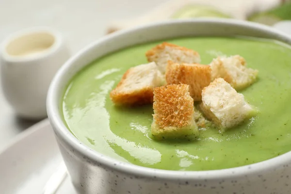 Gustosa Zuppa Zucchine Fatte Casa Ciotola Primo Piano — Foto Stock