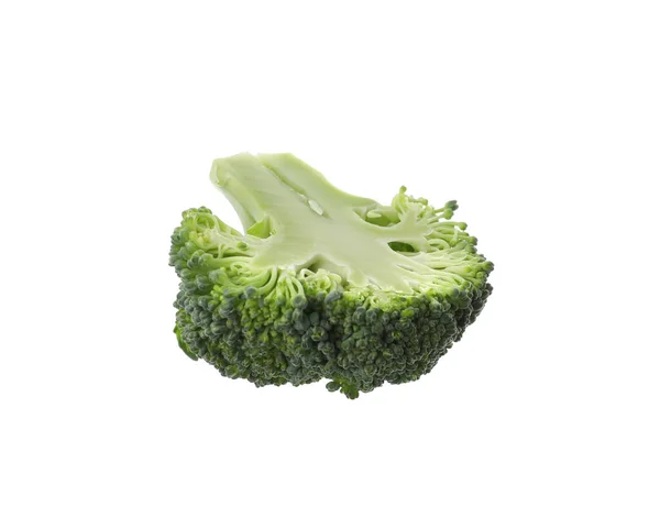 Slice Fresh Green Broccoli Isolated White — Stock Photo, Image