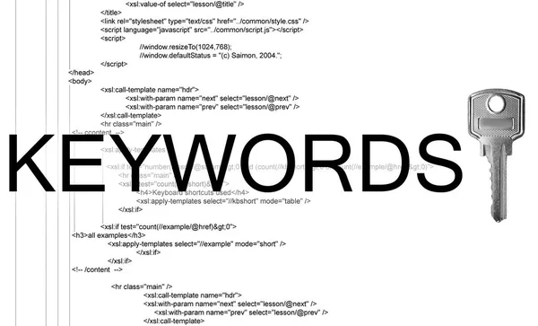 Word Kulcsszavak Kulcs Digitális Kód Fehér Háttérrel Seo Irány — Stock Fotó