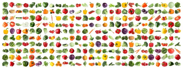 白い背景に新鮮な熟した野菜のセット バナーデザイン — ストック写真