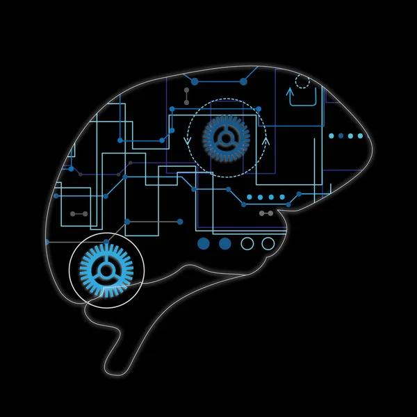 Machine learning concept. Illustration of brain on black background