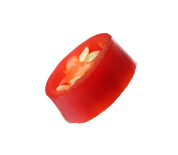 Piece Red Hot Chili Pepper Isolated White — Stock Photo, Image