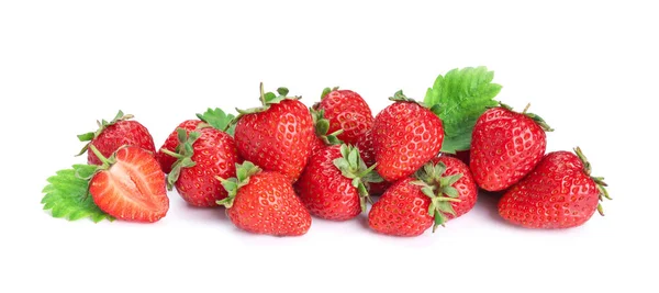 Fresh Ripe Red Strawberries Isolated White — Stock Photo, Image