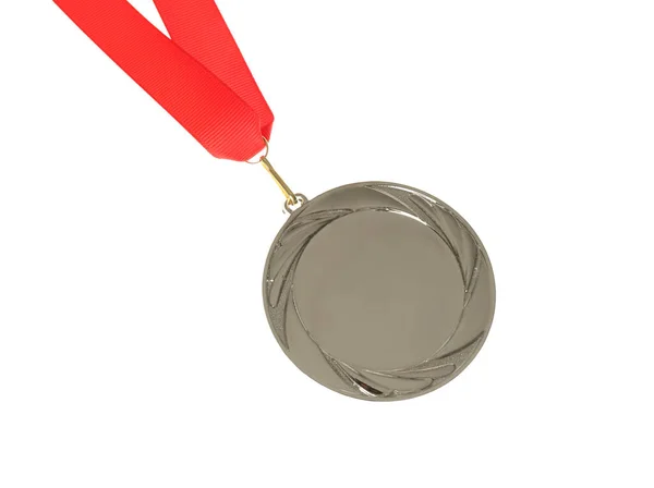 Medalha Prata Isolada Branco Espaço Para Design — Fotografia de Stock