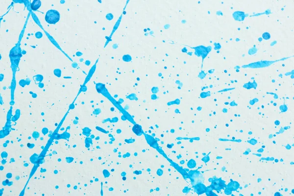 Pintura Azul Espirra Sobre Tela Branca Como Fundo Arte Criatividade — Fotografia de Stock