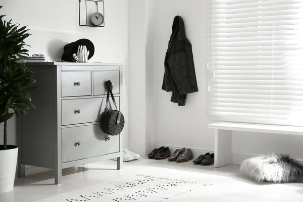 Grey Chest Drawers Stylish Room Interior Design — Stock Photo, Image
