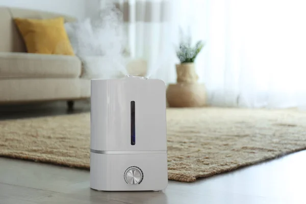 Modern Air Humidifier Floor Indoors Space Text — Stock Photo, Image