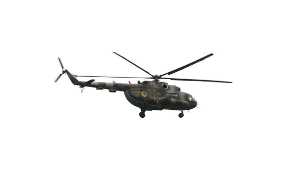 Legerhelikopter Geïsoleerd Wit Militaire Machines — Stockfoto