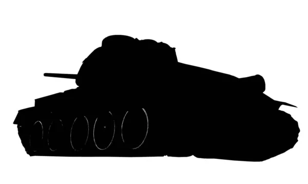 Ordu Tankının Silueti Beyaza Izole Edilmiş Askeri Makineler — Stok fotoğraf