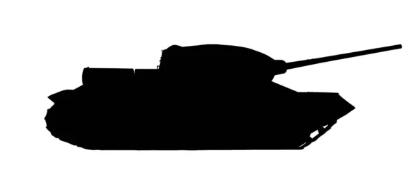 Silueta Armádního Tanku Izolovaná Bílém Banner Design Vojenské Stroje — Stock fotografie