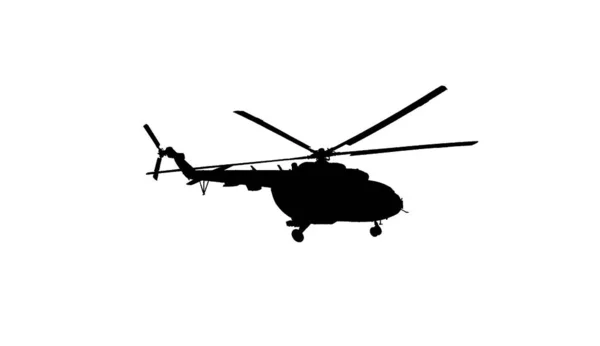 Silhouet Van Legerhelikopter Geïsoleerd Wit Militaire Machines — Stockfoto